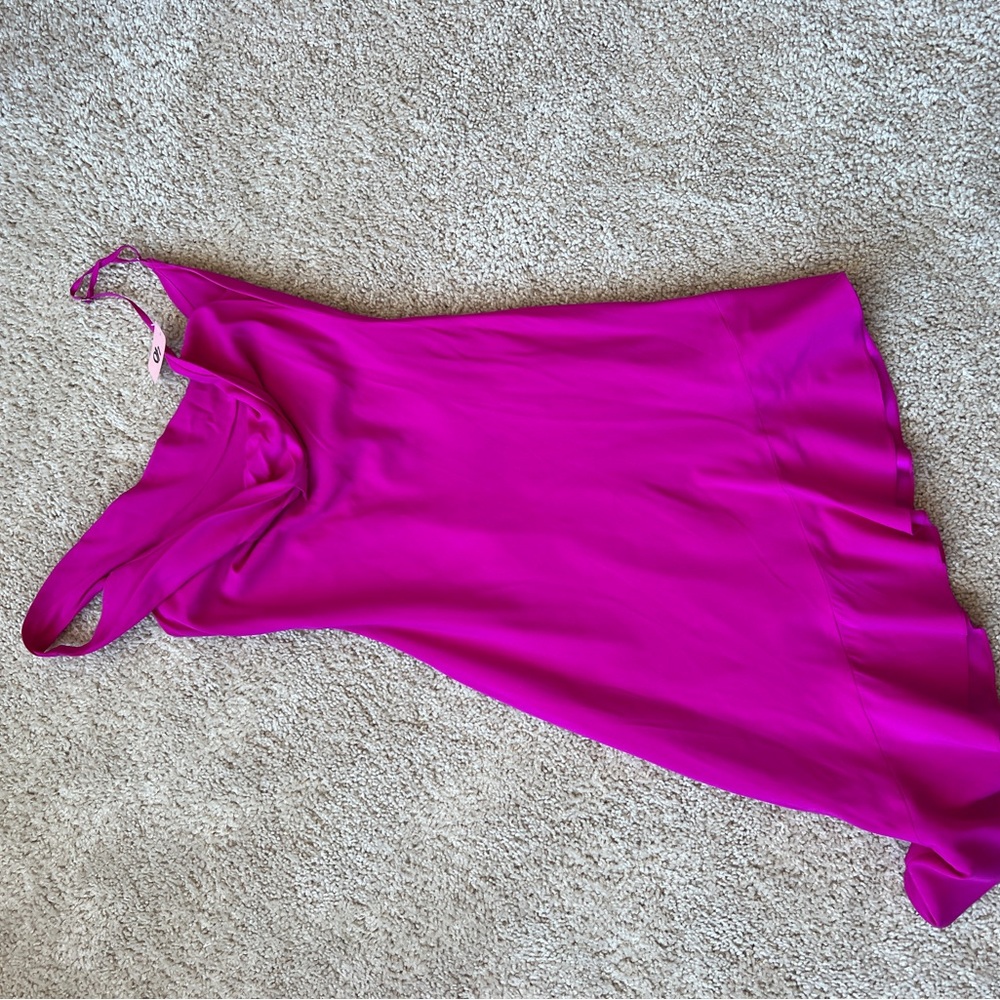 Pink Asymmetrical Ruffled Sheath Dress - Picture 3 of 3